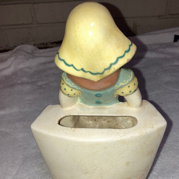 vintage 1930s Little girl in blue dress figurine vase Weil Ware CA Pottery 10" - Picture 8 of 8